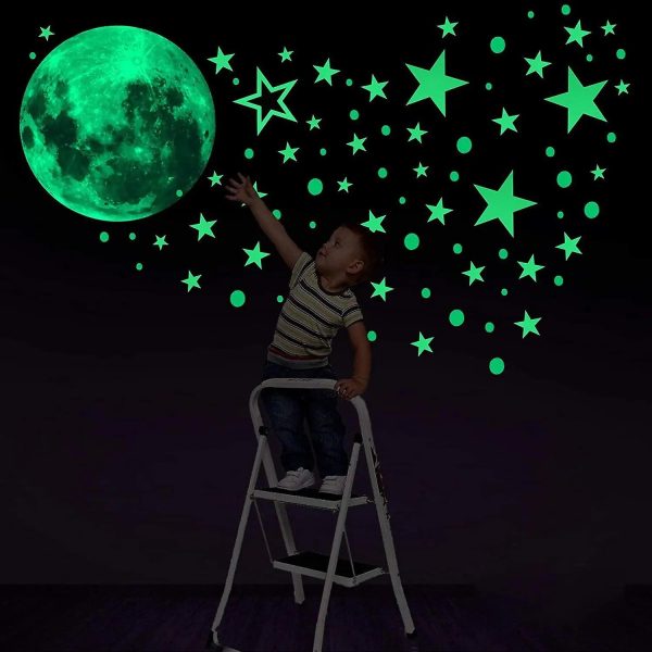 Fluorescent Moon Wall Stickers Glow In The Dark